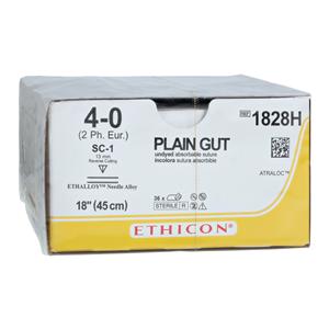 Ethicon Suture 4-0 18" Plain Gut Monofilament SC-1 Yellowish Tan 36/Bx