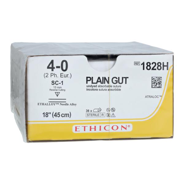 Ethicon Suture 4-0 18" Plain Gut Monofilament SC-1 Yellowish Tan 36/Bx