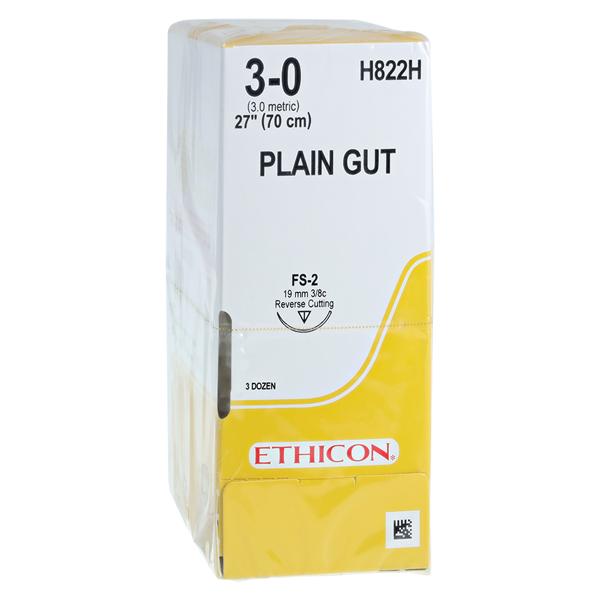 _ Suture 3-0 27" Plain Gut Monofilament FS-2 Yellowish Tan 36/Bx