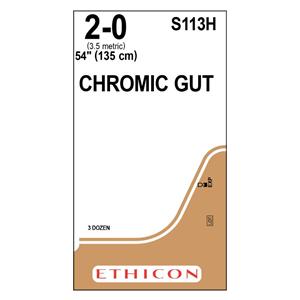 Ethicon Suture 2-0 54" Chromic Gut Monofilament Brown 36/Bx