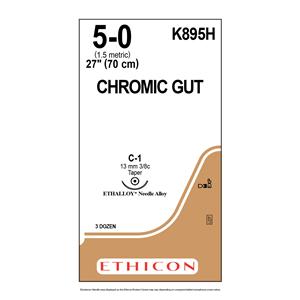 _ Suture 5-0 27" Chromic Gut Monofilament C-1 Brown 36/Bx
