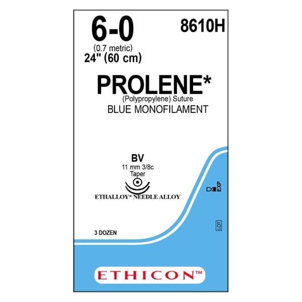 Prolene Suture 6-0 24" Polypropylene Monofilament BV/BV Blue 36/Bx