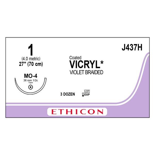 Vicryl Suture 1 27" Polyglactin 910 Braid MO-4 Violet 36/Bx