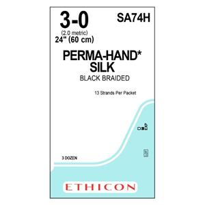 Perma-Hand Suture 3-0 13x24" Silk Braid Black 36/Bx
