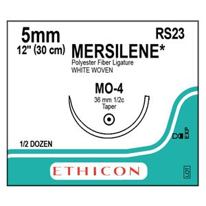 Mersilene Suture 5mm 12" Polyester Braid MO-4 White 6/Bx