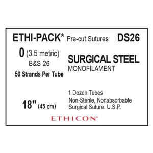 Ethi-Pack Suture 0 50x18" B&S 26 Monofilament Silver 12Tb/Bx