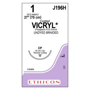 Vicryl Suture 1 27" Polyglactin 910 Braid CP Undyed Bx