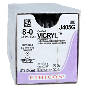 Vicryl Suture 8-0 5" Polyglactin 910 Braid BV130-4 Violet 12/Bx