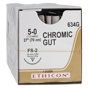 Ethicon Suture 5-0 27" Chromic Gut Monofilament FS-2 Black/Brown 12/Bx