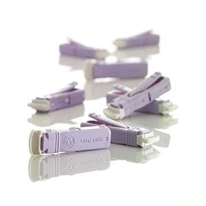 Unistik 3 Incision Device Lancet 28g 1.8mm Safety Purple Automati...