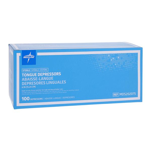 Tongue Depressor 6 in Wood Sterile 100/Bx