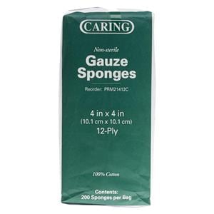 100% Cotton Woven Gauze Sponge 4x4" 12 Ply Sterile LF