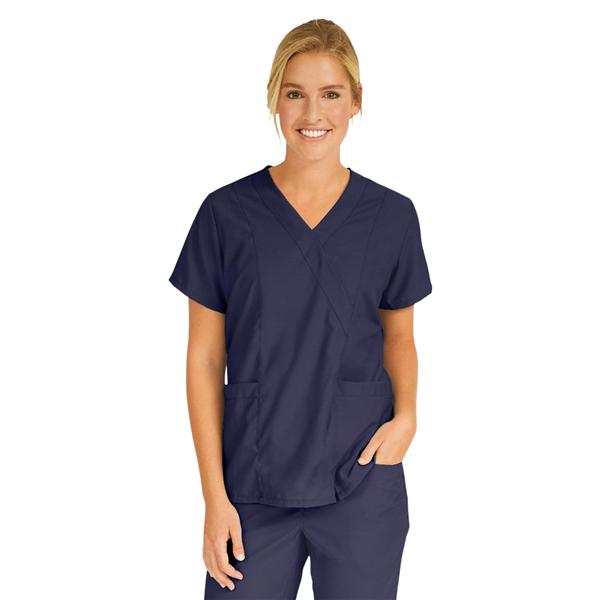 PerforMAX Scrub Shirt V-Neck 2 Pockets Short Sleeves Medium Navy Womens Ea