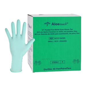 Aloetouch Nitrile Exam Gloves Small Green Sterile, 4 BX/CA