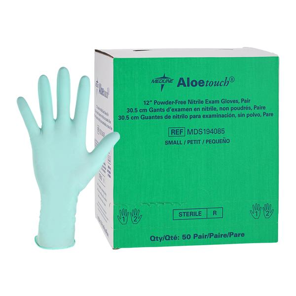 Aloetouch Nitrile Exam Gloves Small Green Sterile, 4 BX/CA