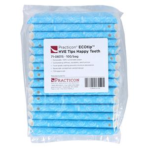 ECOtip HVE Tips Vented Happy Teeth Renewable Resources 100/Bg