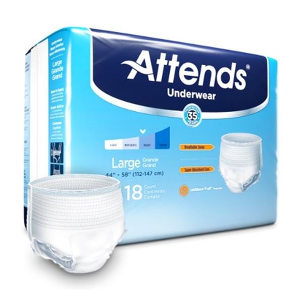 Attends Incontinence Underwear Unisex Adult 44-58" Large Polymer/...
