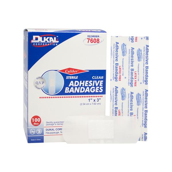 Caliber Adhesive Bandage Sheer 1x3" Sheer Sterile 100/Bx
