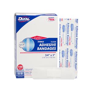 Caliber Adhesive Bandage Plastic 3/4x3" Sheer Sterile 100/Bx