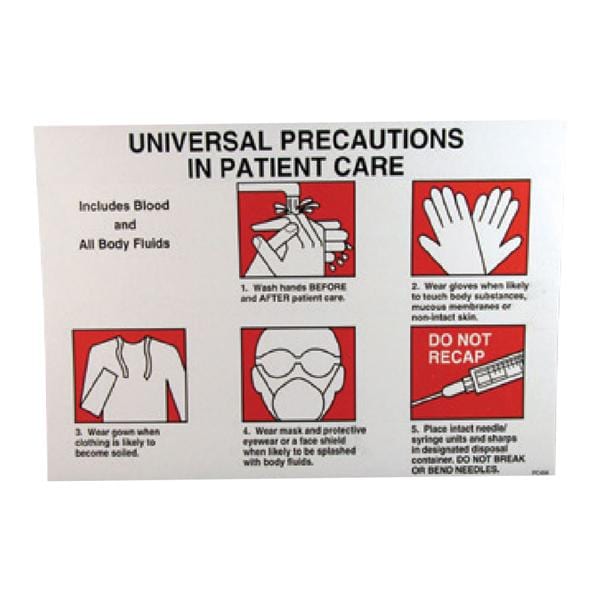 Universal Precaution Informational Label 5x8" 5x8" Adhesive 5/Pac...