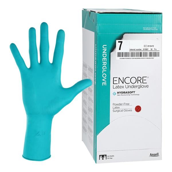 ENCORE Latex Underglove Surgical Gloves 7 Standard Green Chemo Te...