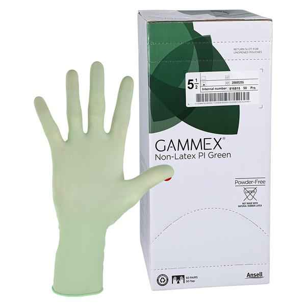 GAMMEX Non-Latex PI Green Polyisoprene Surgical Gloves 5.5 Standard Green, 4 BX/CA