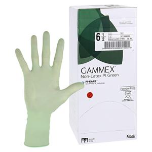 GAMMEX Non-Latex PI Green Polyisoprene Surgical Gloves 6.5 Standard Green, 4 BX/CA