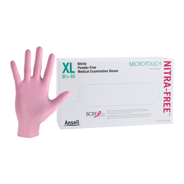 MICRO-TOUCH NitraFree Nitrile Exam Gloves X-Large Standard Pink Non-Sterile