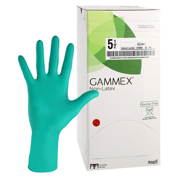 GAMMEX Non-Latex Neoprene Surgical Gloves 5.5 Standard Green, 4 BX/CA