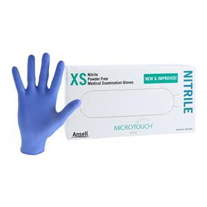 MICRO-TOUCH Nitrile Exam Gloves X-Small Standard Blue Non-Sterile, 10 BX/CA