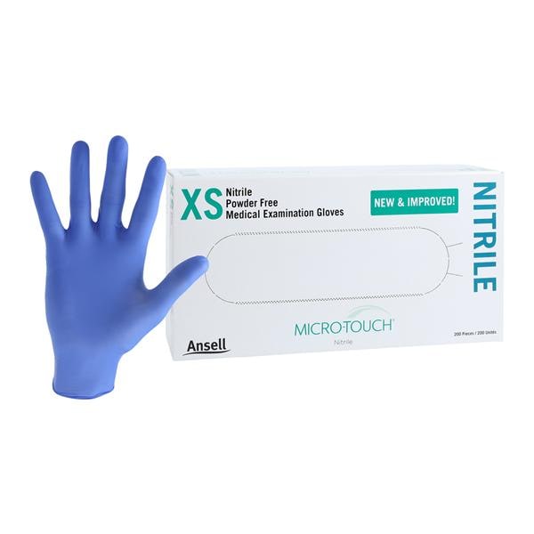 MICRO-TOUCH Nitrile Exam Gloves X-Small Standard Blue Non-Sterile, 10 BX/CA