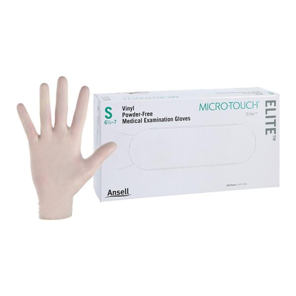 MICRO-TOUCH Elite Vinyl Exam Gloves Small Standard Clear Non-Sterile