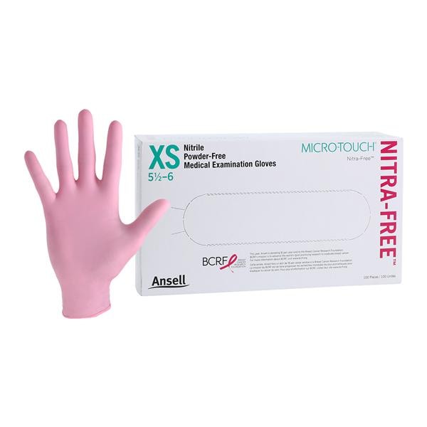 MICRO-TOUCH NitraFree Nitrile Exam Gloves X-Small Standard Pink Non-Sterile