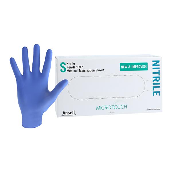 MICRO-TOUCH Nitrile Exam Gloves Small Standard Blue Non-Sterile, 10 BX/CA