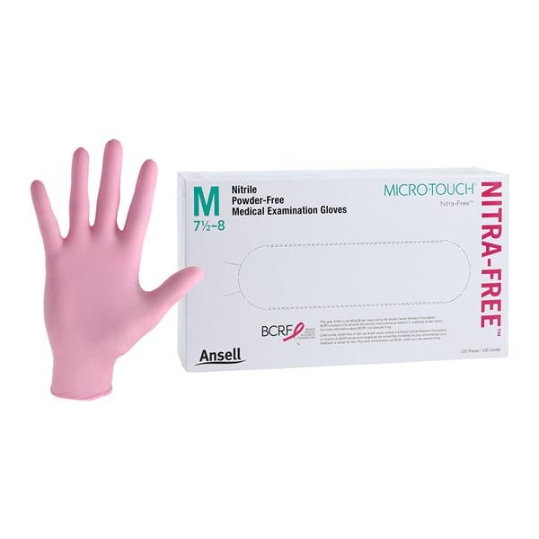 MICRO-TOUCH NitraFree Nitrile Exam Gloves Medium Standard Pink Non-Sterile
