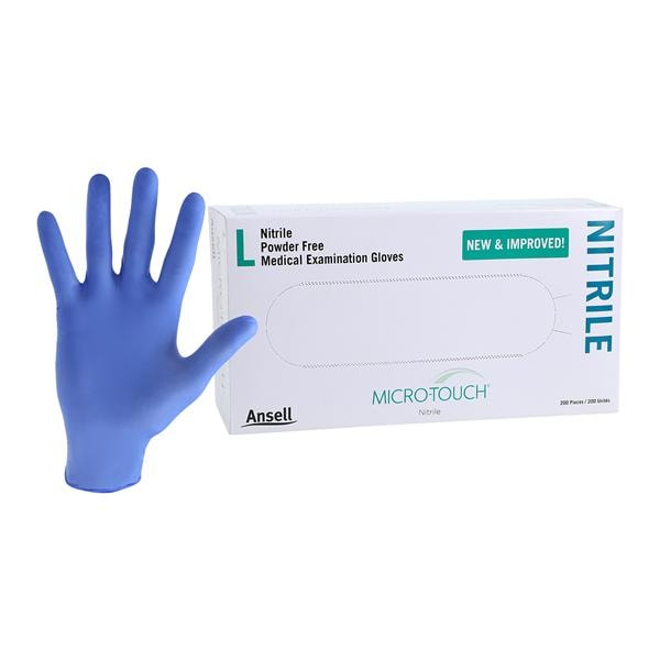 MICRO-TOUCH Nitrile Exam Gloves Large Standard Blue Non-Sterile, 10 BX/CA
