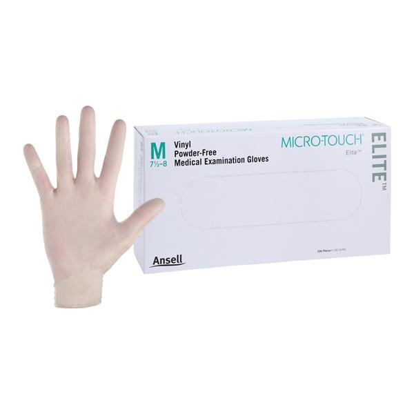 MICRO-TOUCH Elite Vinyl Exam Gloves Medium Standard Cream Non-Sterile