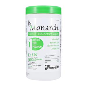Wipes Disinfectant Monarch Large 6 in x 6.75 in Canister 160/Can,...