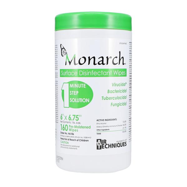 Wipes Disinfectant Monarch Large 6 in x 6.75 in Canister 160/Can,...