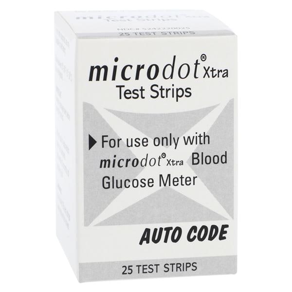 Microdot Xtra Blood Glucose Test Strip CLIA Waived 25/Box