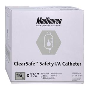 ClearSafe IV Catheter Safety 16 Gauge 1-1/4" 50/Bx, 4 BX/CA