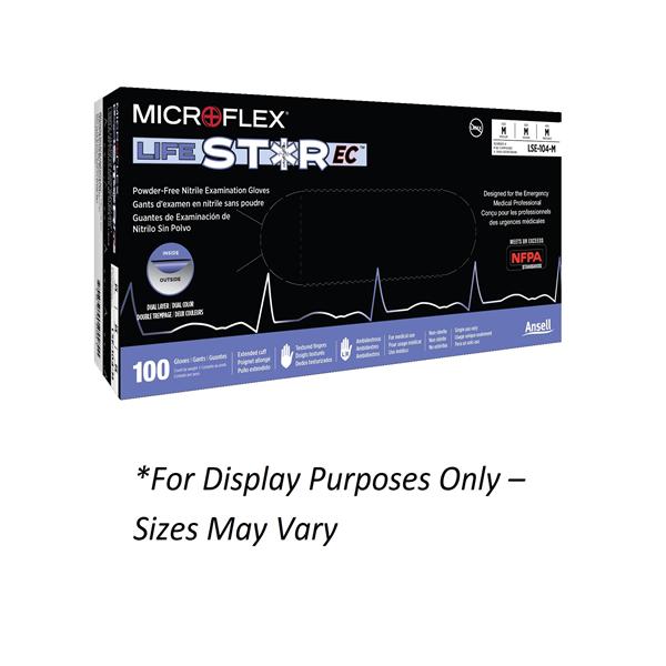 MICROFLEX Lifestar EC Nitrile Exam Gloves Md Extended Wht Exterior / Blk Intr NS, 10 BX/CA