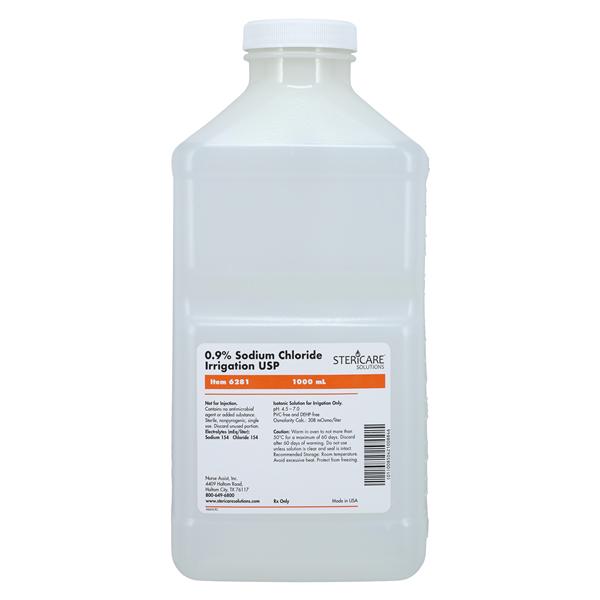 Irrigation Solution Bottle Normal Saline 1000mL Bottle 6/Ca