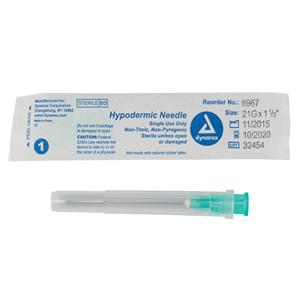 Hypodermic Needle 21gx1-1/2" Green Conventional 100/bx