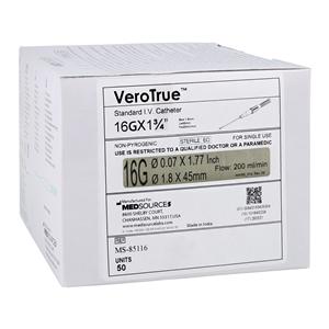 VeroTrue IV Catheter IV Port 16 Gauge 1-3/4" Sterile Not Made Wit...
