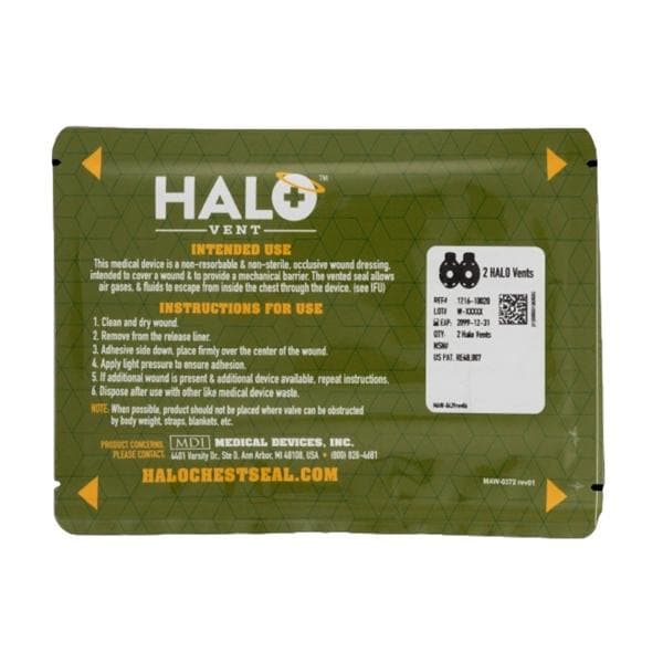 Halo Hydrogel/Polyurethane Film IFAK Chest Seal 5x7" Non-Sterile...