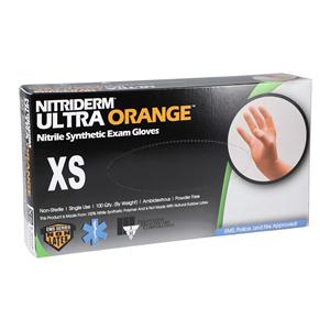 NitriDerm Ultra Orange Nitrile Exam Gloves X-Small Orange Non-Sterile 10Bx/Ca