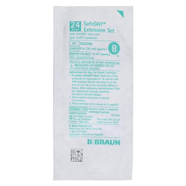 SafeDAY IV Extension Set 8" 100/Ca