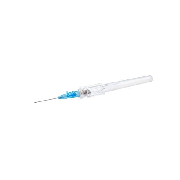 TrueSafe Blood Control IV Catheter Push Button 22 Gauge 1" Blue 50/Bx
