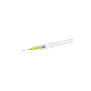 TrueSafe Blood Control IV Catheter Push Button 24 Gauge 0.75" Yellow 50/Bx